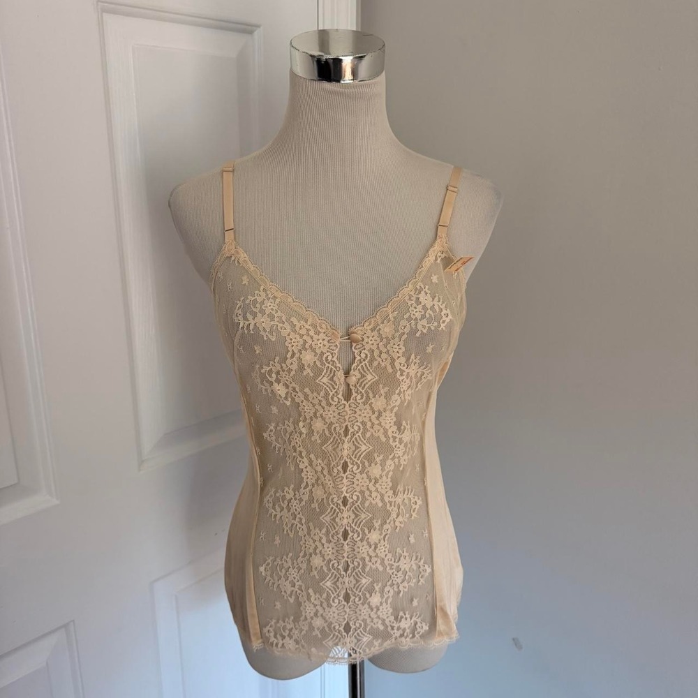 Y2K TAN VANITY FAIR SHEER SLIP TANK TOP